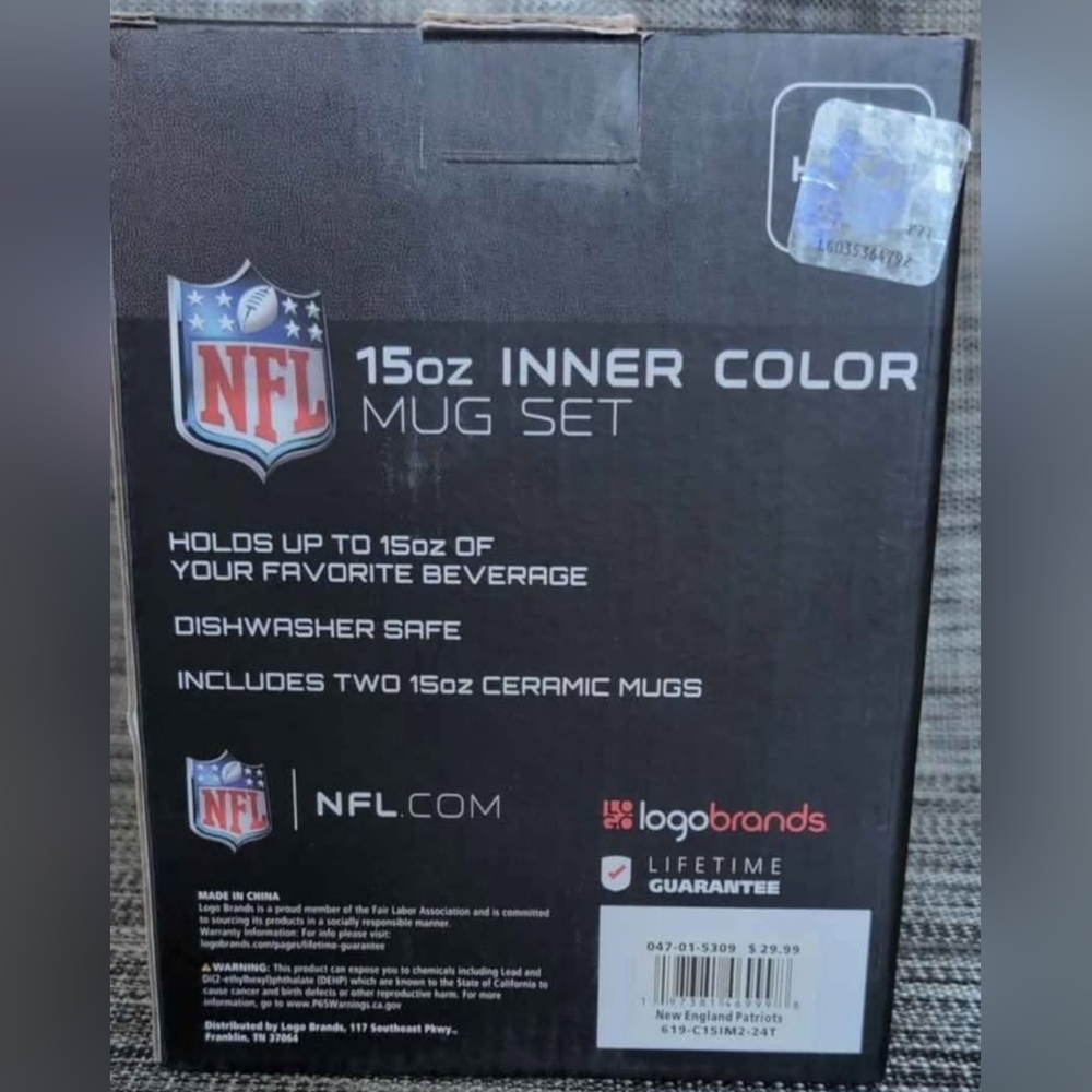 NFL Football ๐ New England Patriots Inner Color 2 Mug Set ( NEW ) - Picture 4 of 5